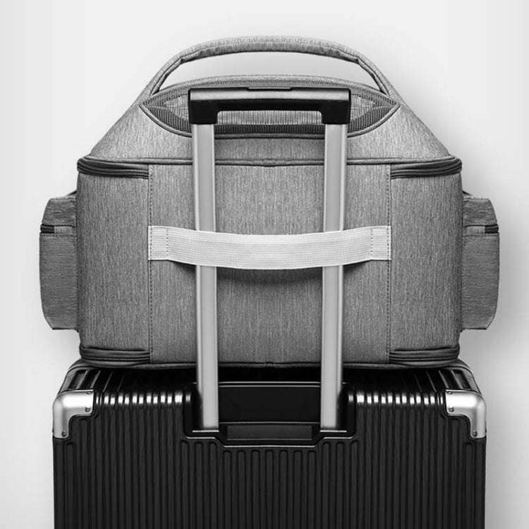 Portable Pet Bag for Outing Cats and Dogs Collapsible Pet Shoulder Bag Pet Backpack(Light Gray)