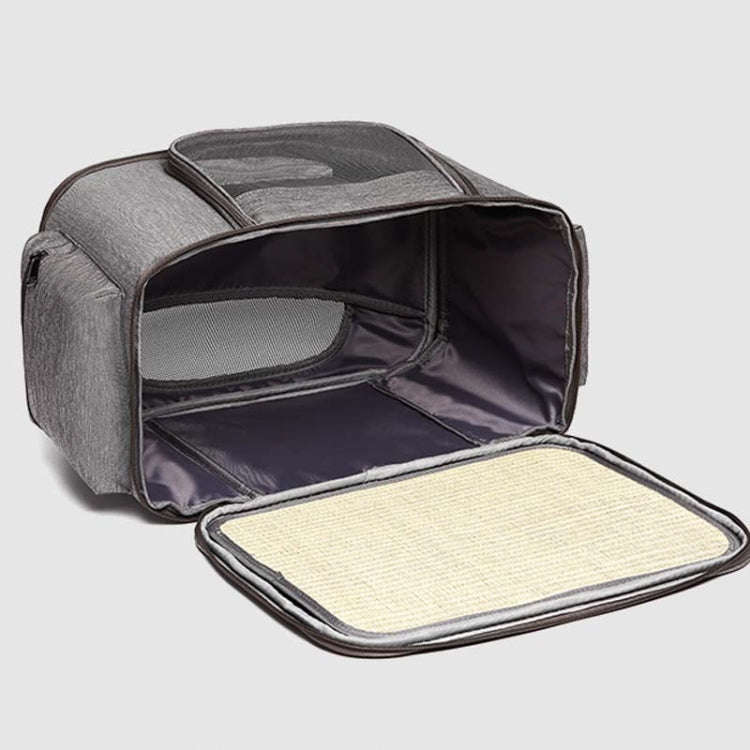 Portable Pet Bag for Outing Cats and Dogs Collapsible Pet Shoulder Bag Pet Backpack(Light Gray)