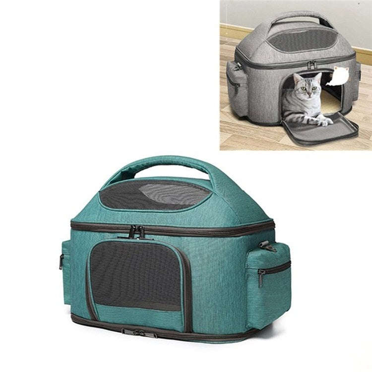 Portable Pet Bag for Outing Cats and Dogs Collapsible Pet Shoulder Bag Pet Backpack(Light Green)