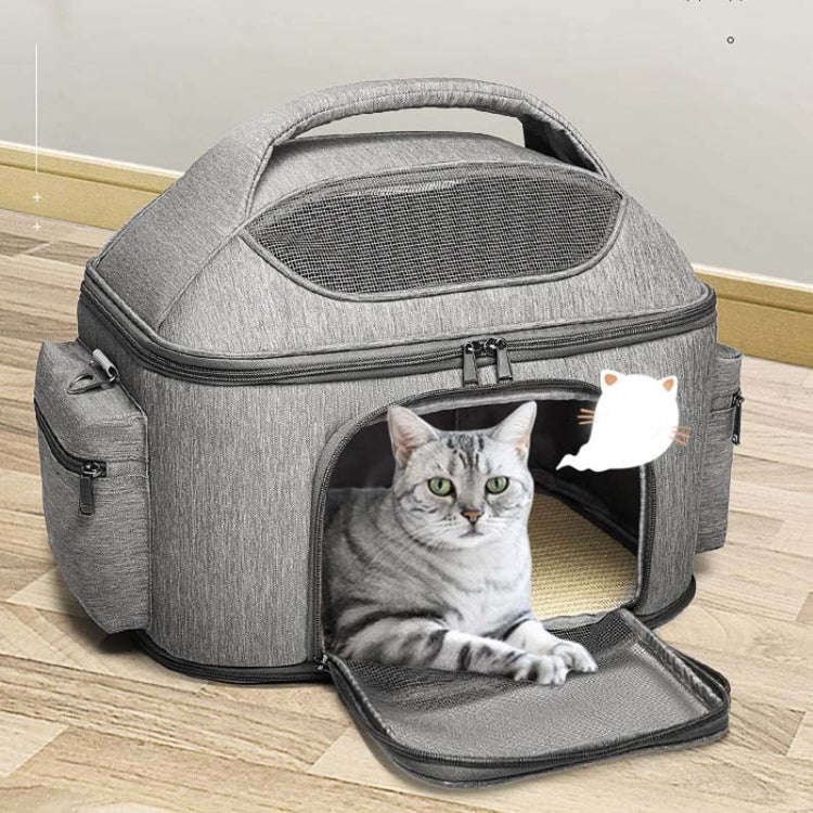 Portable Pet Bag for Outing Cats and Dogs Collapsible Pet Shoulder Bag Pet Backpack(Blue)