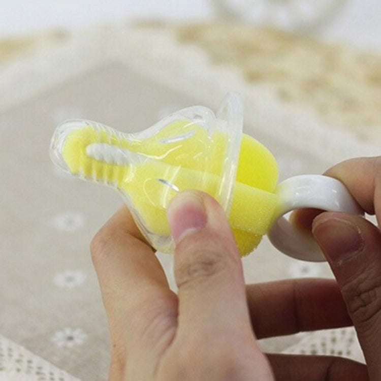 5 PCS 360 Degree Rotating Sponge yellow Baby Nipple Brush Babies Teat Cleaning Feeding Bottle Bru...