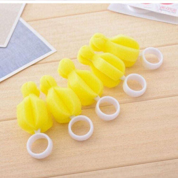 5 PCS 360 Degree Rotating Sponge yellow Baby Nipple Brush Babies Teat Cleaning Feeding Bottle Bru...