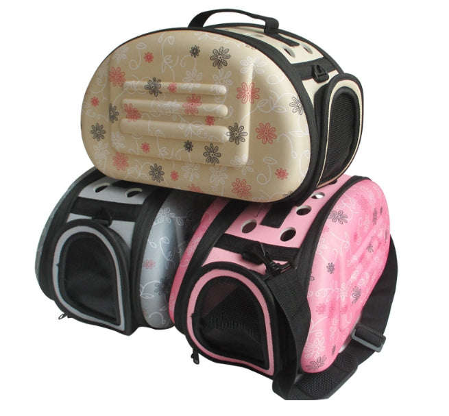 Portable Cats Handbag Foldable Travel Bag Puppy Carrying Mesh Shoulder Pet Bags( Cream Color)