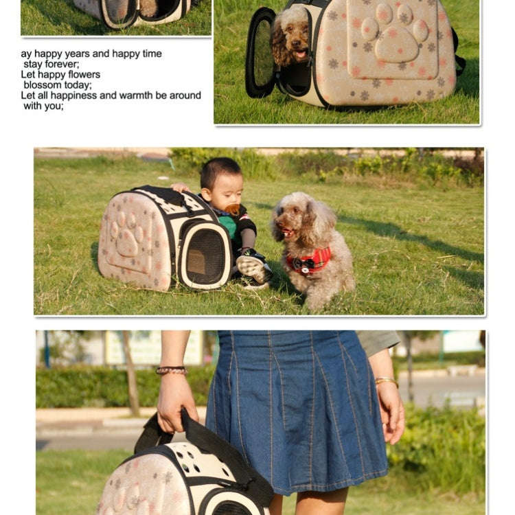 Portable Cats Handbag Foldable Travel Bag Puppy Carrying Mesh Shoulder Pet Bags( Cream Color)