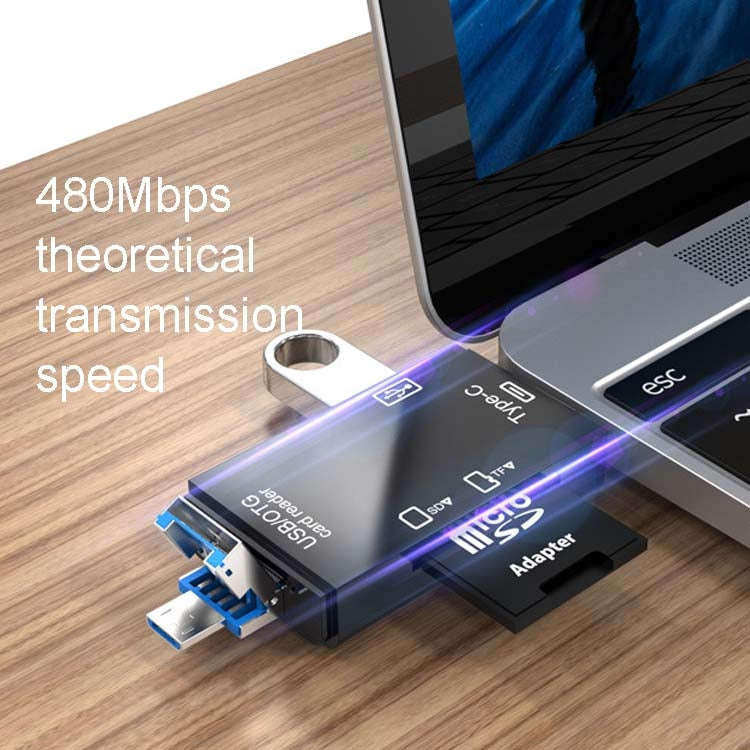 2 PCS Type-C & Micro USB & USB 2.0 3 in 1 Ports Multi-function Card Reader, Support U Disk / TF /...