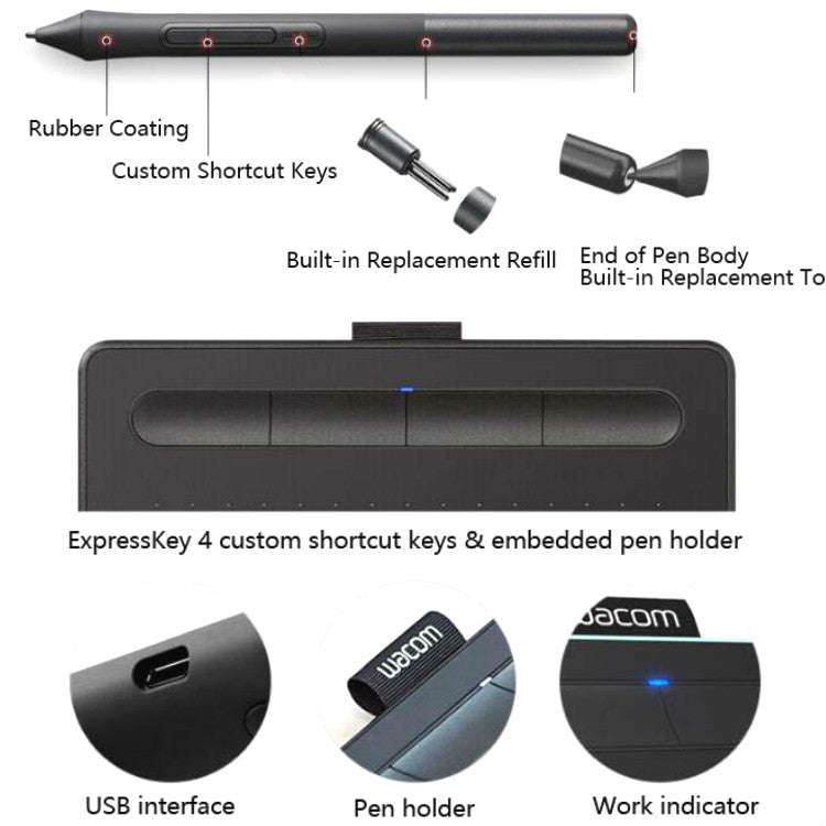 Wacom CTL-4100  Tablet Intuos Hand-Painted Board Computer Drawing Board Handwriting Board