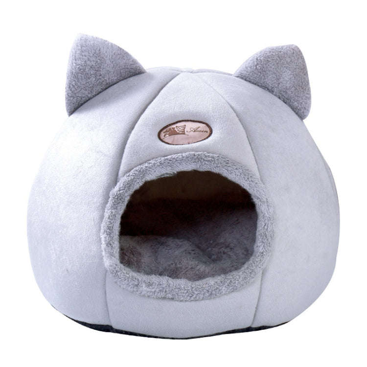 Winter Semi-Closed Warm & Velvet Round Pet Nest, Size:M 33x33x33cm