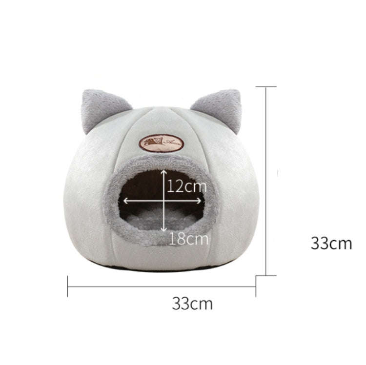 Winter Semi-Closed Warm & Velvet Round Pet Nest, Size:M 33x33x33cm