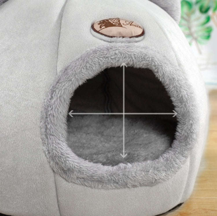 Winter Semi-Closed Warm & Velvet Round Pet Nest, Size:M 33x33x33cm