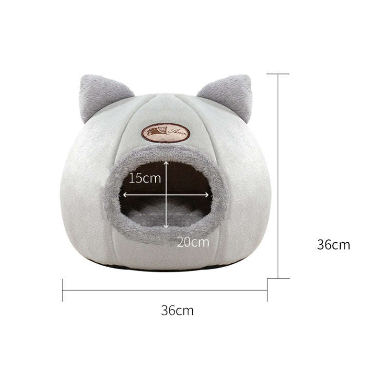 Winter Semi-Closed Warm & Velvet Round Pet Nest, Size:L 36x36x36cm