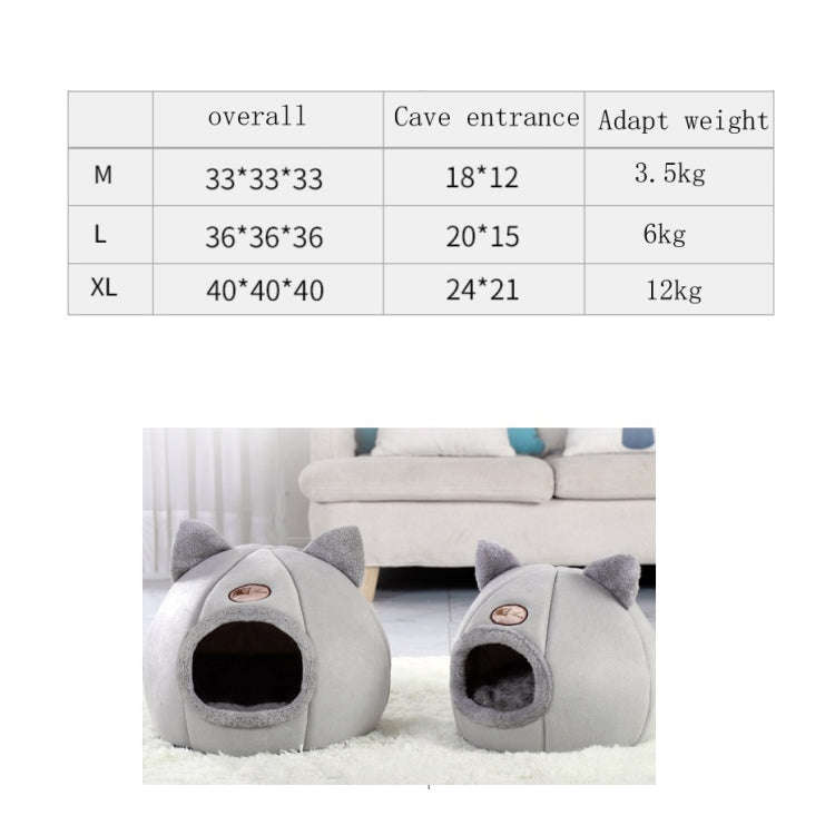 Winter Semi-Closed Warm & Velvet Round Pet Nest, Size:XL 40x40x40cm