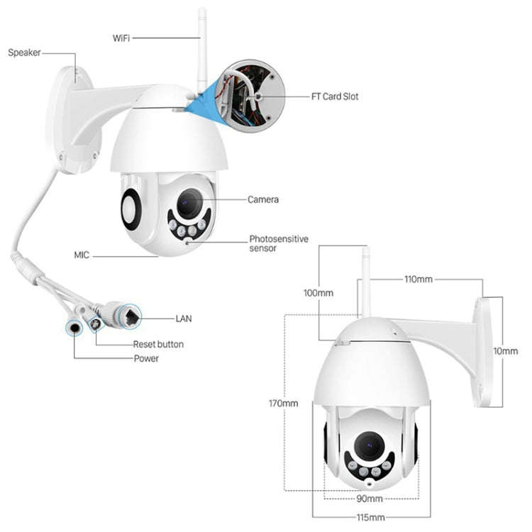 OU-A1IN PTZ Control 355 Degree Rotation Infrared WiFi Smart Dome Camera, Two-Way Voice Intercom M...
