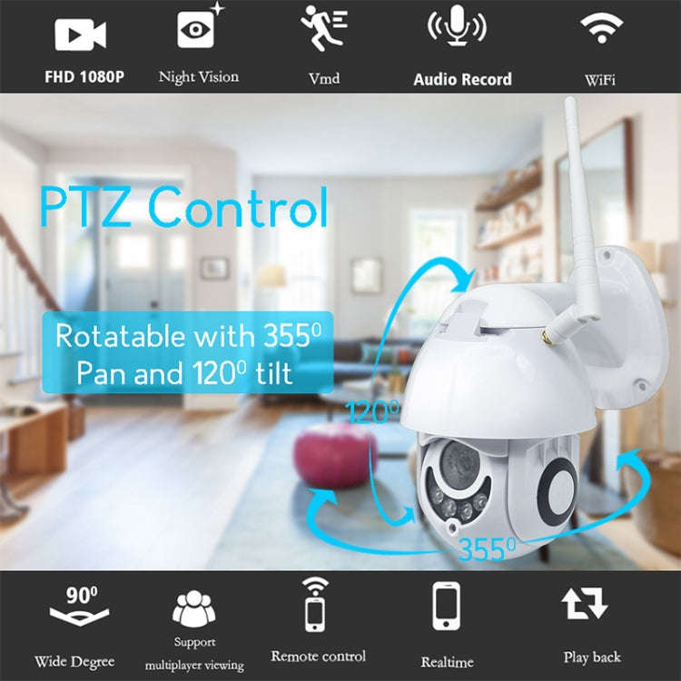 OU-A1IN PTZ Control 355 Degree Rotation Infrared WiFi Smart Dome Camera, Two-Way Voice Intercom M...
