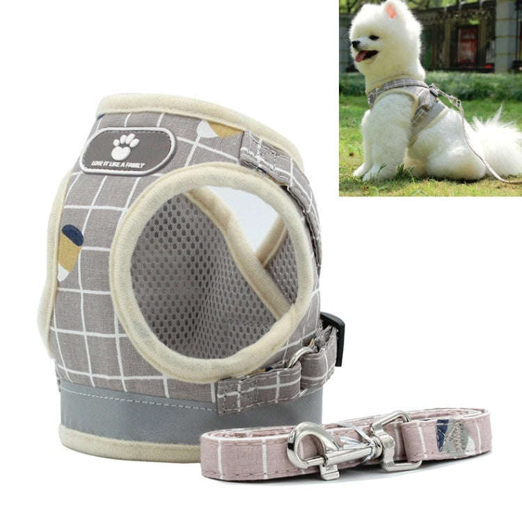 Reflective & Breathable Vest Traction Rope Pet Chest Leash, Size:XS(Khaki)