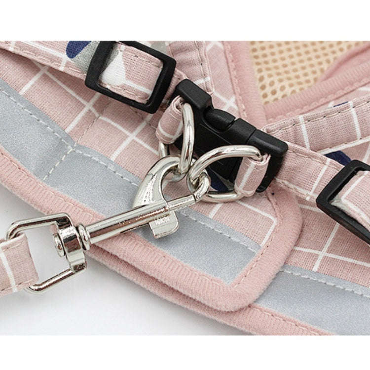 Reflective & Breathable Vest Traction Rope Pet Chest Leash, Size:S(Gray Grid)