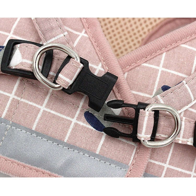 Reflective & Breathable Vest Traction Rope Pet Chest Leash, Size:XL(Gray Grid)