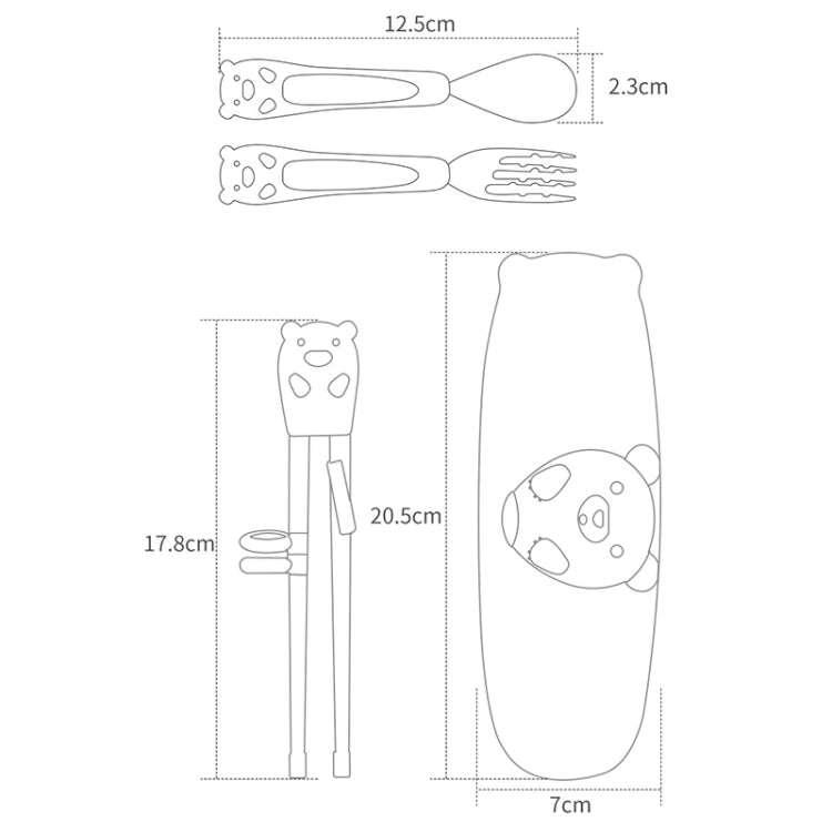 Household Baby Eating Training Chopsticks Spoon Fork Exercise Suit Kids Tableware(Green)