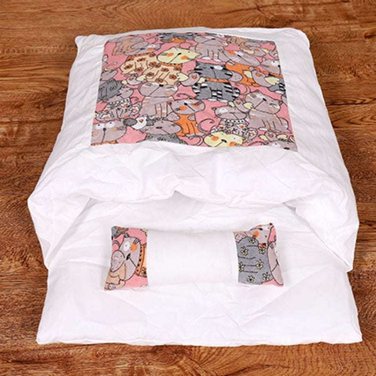 Closed Removable and Washable Cat Litter Sleeping Bag Winter Warm Dog Kennel, Size: L(Pink Cat)