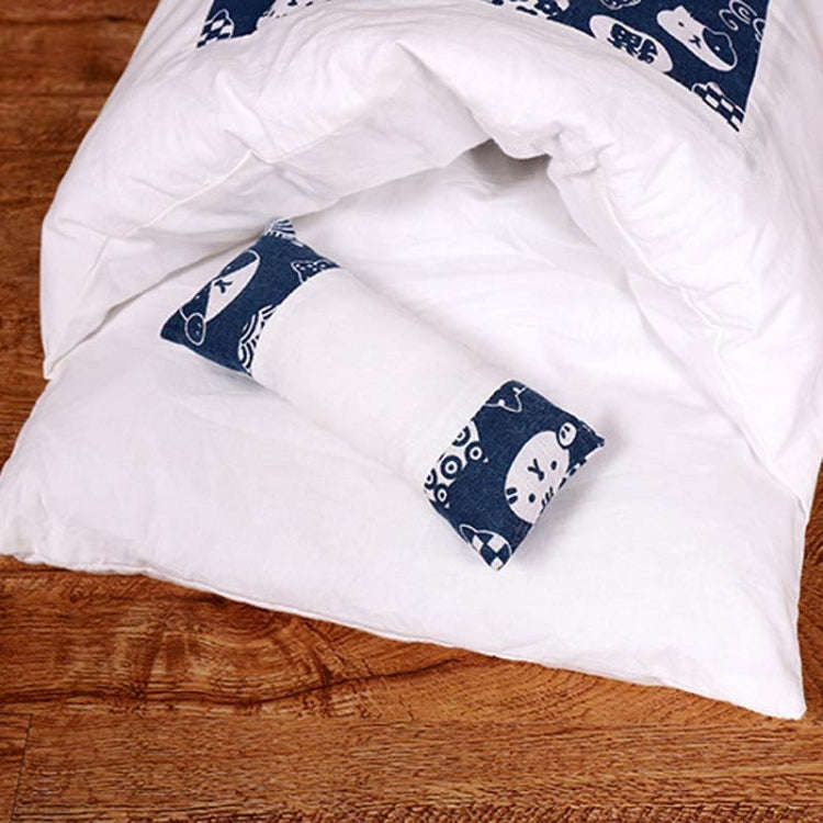 Closed Removable and Washable Cat Litter Sleeping Bag Winter Warm Dog Kennel, Size: L(Blue Pony)
