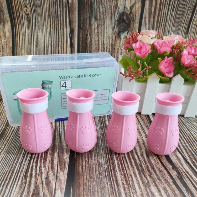 4pcs/pack Cat Bathing Scratch-Proof Foot Cover(Pink)