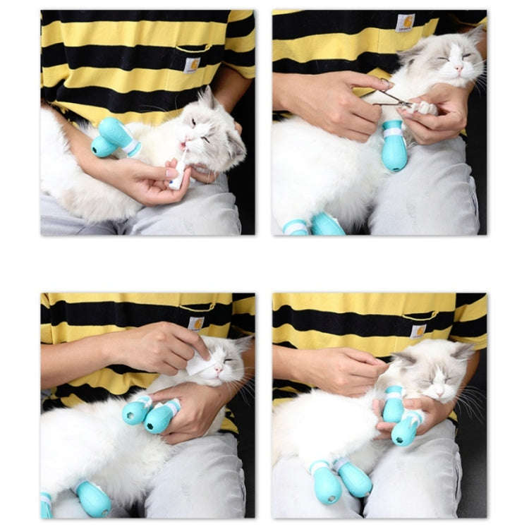 4pcs/pack Cat Bathing Scratch-Proof Foot Cover(Light Blue)