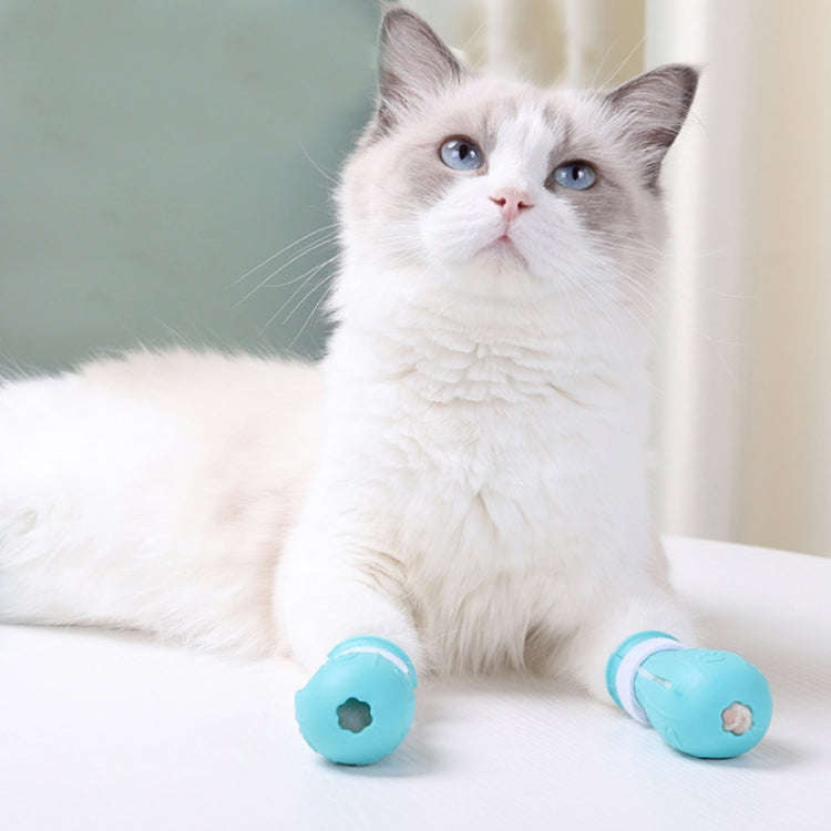 4pcs/pack Cat Bathing Scratch-Proof Foot Cover(Light Blue)