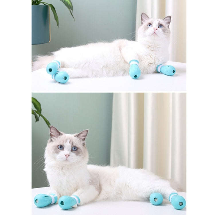 4pcs/pack Cat Bathing Scratch-Proof Foot Cover(Light Blue)