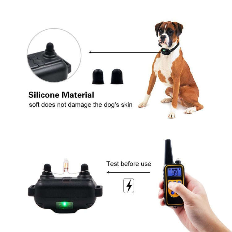 Bark Stopper Dog Training Device Dog Collar with Electric Shock Vibration Warning(US Plug)