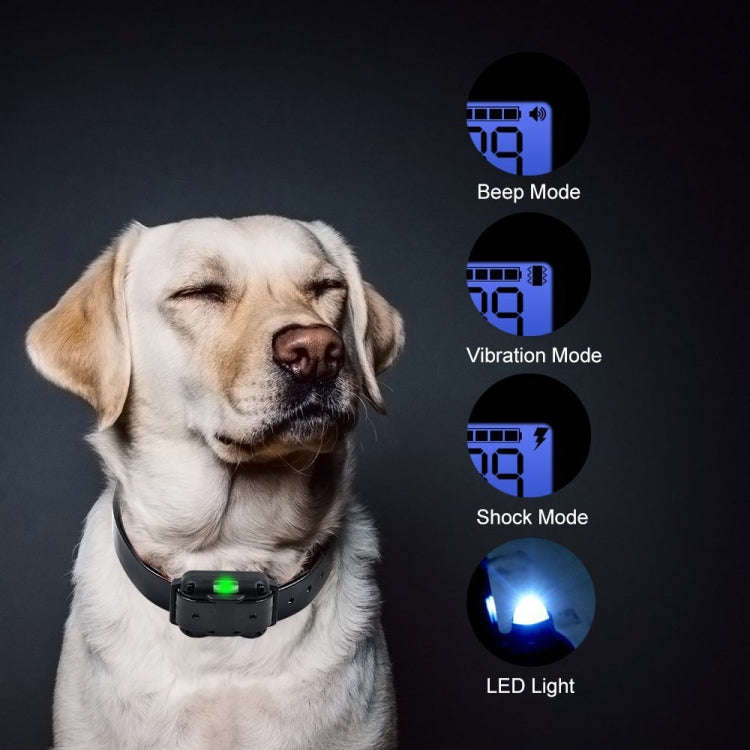 Bark Stopper Dog Training Device Dog Collar with Electric Shock Vibration Warning(US Plug)