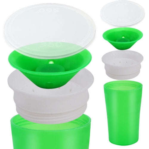 360 Degrees Rotated Baby Learning Drinking Cup With Double Handle Flip(Green)