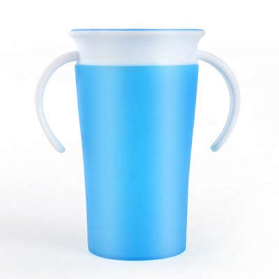 360 Degrees Rotated Baby Learning Drinking Cup With Double Handle Flip(Blue)