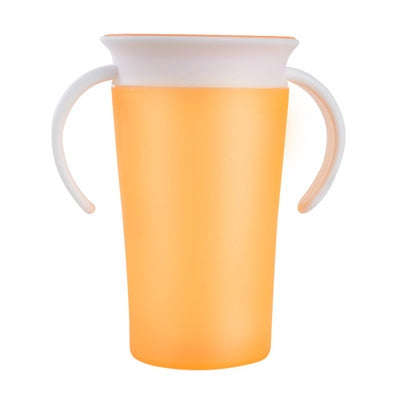 360 Degrees Rotated Baby Learning Drinking Cup With Double Handle Flip(Yellow)
