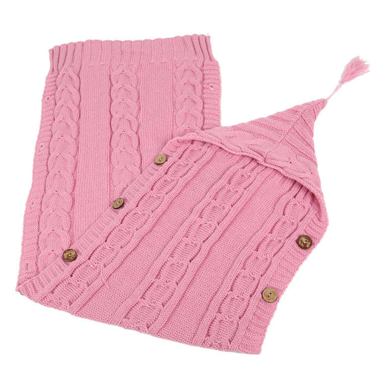 Children Sweater Wooden Button Tassel Hat Baby Hooded Sleeping Bag, Size:One Size(Brown)
