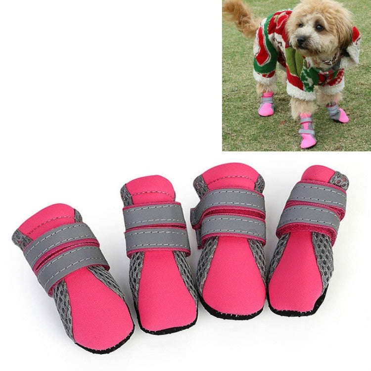 4 in 1 Pet Shoes Dog Shoes Walking Shoes Small Dogs Pet Supplies, Size: M(Pink)