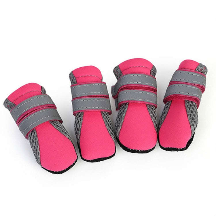 4 in 1 Pet Shoes Dog Shoes Walking Shoes Small Dogs Pet Supplies, Size: L(Pink)