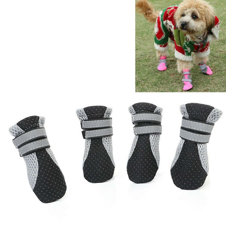 4 in 1 Pet Shoes Dog Shoes Walking Shoes Small Dogs Pet Supplies, Size: L(Black)