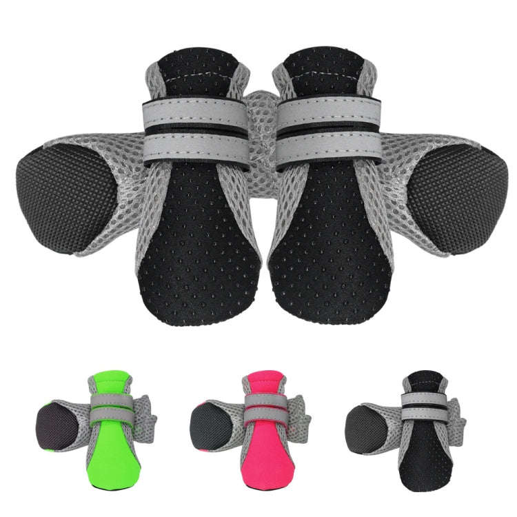 4 in 1 Pet Shoes Dog Shoes Walking Shoes Small Dogs Pet Supplies, Size: L(Pink)