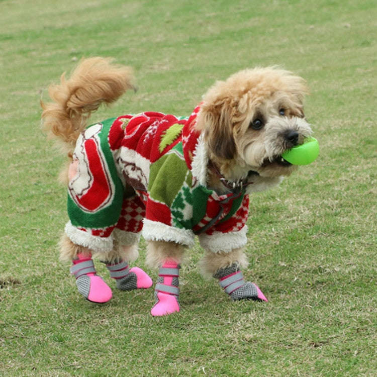 4 in 1 Pet Shoes Dog Shoes Walking Shoes Small Dogs Pet Supplies, Size: L(Green)