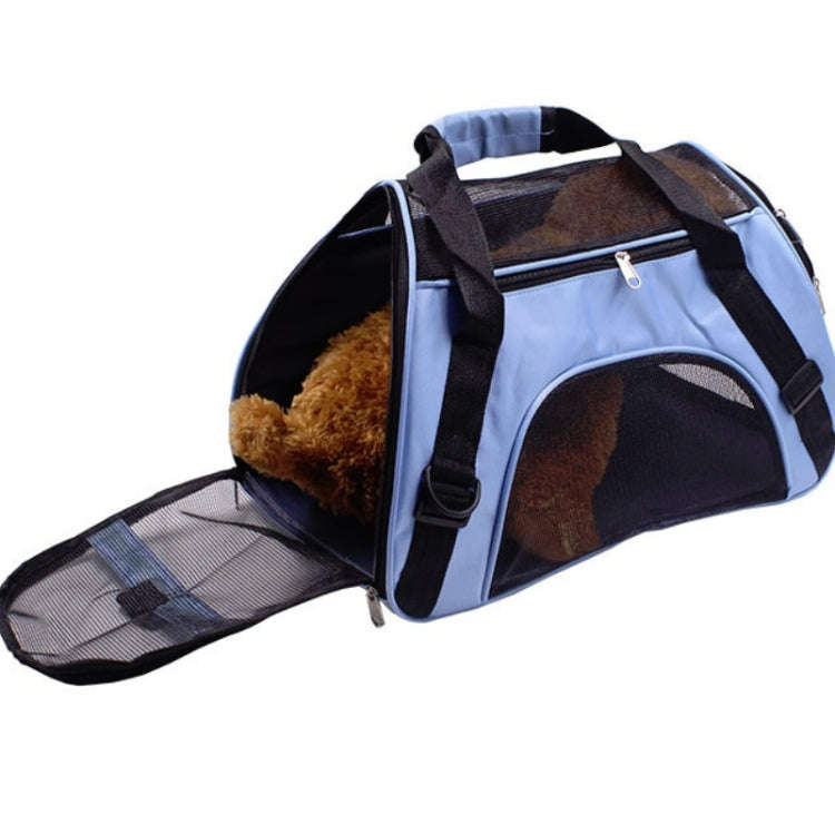 Portable Pet Backpack Dog Go Out Messenger Folding Bag Pet Supplies, Specification: Small(Blue)