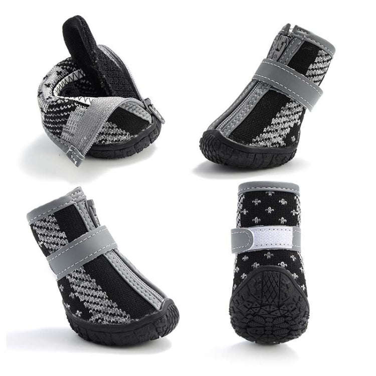 4 PCS / Set Breathable Non-slip Wear-resistant Dog Shoes Pet Supplies, Size: 4.8x5.3cm(Black Orange)