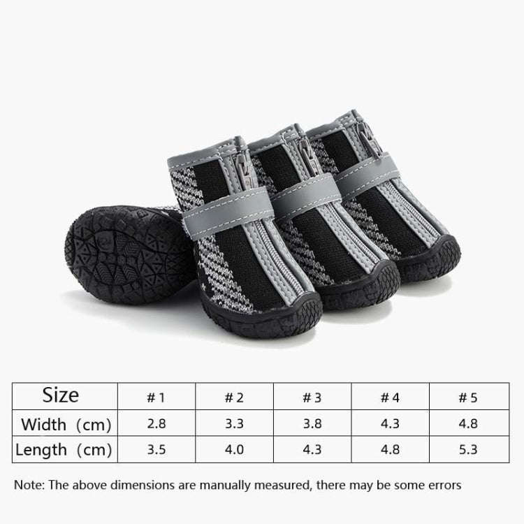 4 PCS / Set Breathable Non-slip Wear-resistant Dog Shoes Pet Supplies, Size: 4.8x5.3cm(Black Orange)