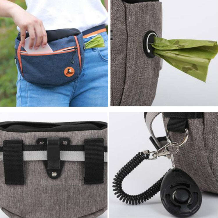 MOVEPEAK Pet Snack Bag Leash Pet Training Waist Bag Outing Dog Snack Bag(Gray)