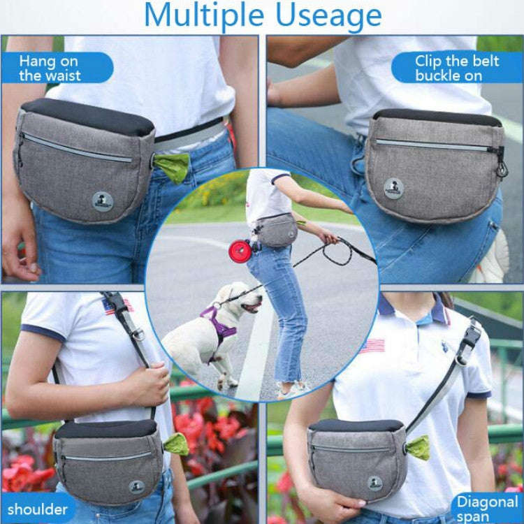 MOVEPEAK Pet Snack Bag Leash Pet Training Waist Bag Outing Dog Snack Bag(Gray)