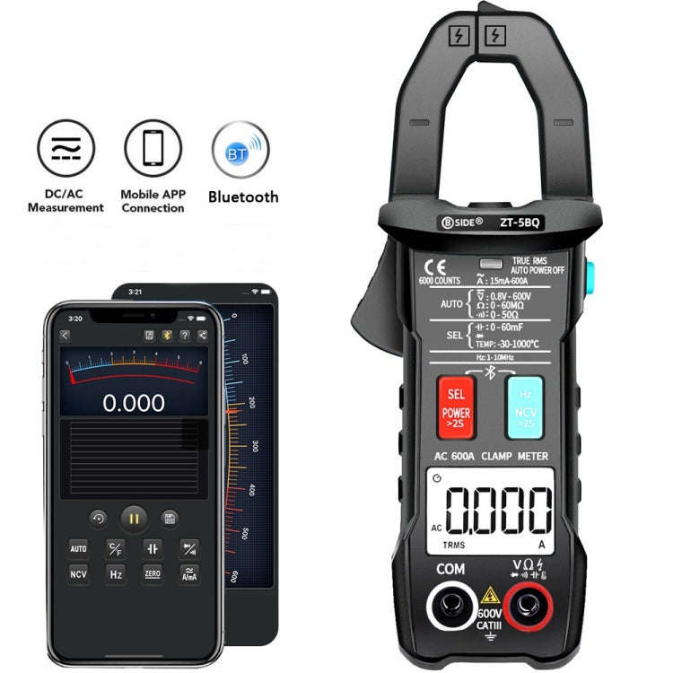 BSIDE  Bluetooth 5.0 6000 Words High Precision Smart AC Clamp Meter, Specification: ZT-5BQ