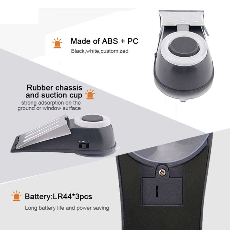 MSA-803 Window Vibration Alarm Door Stopper Flashing Light Burglar Alarm(White)