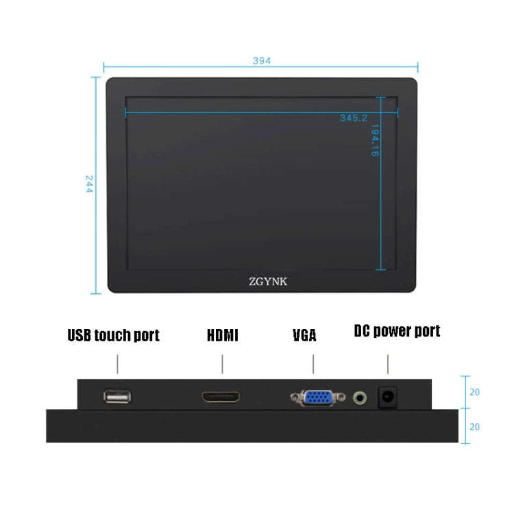 ZGYNK KQ101 HD Embedded Display Industrial Screen, Size: 15.6 inch, Style:Embedded