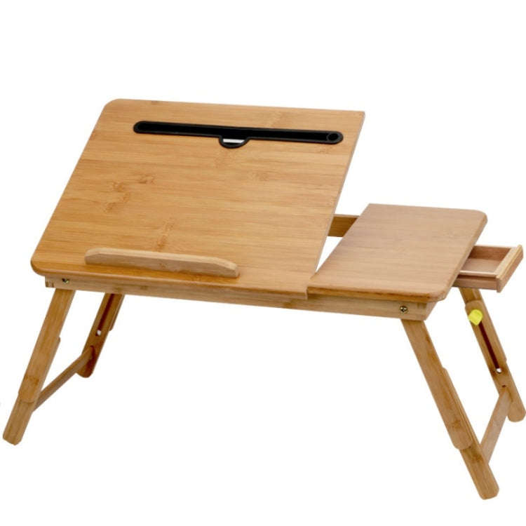 Folding Laptop Desk Bed Card Slot Lifting Type Lazy Computer Desk, Size: Medium (54cm), Style:wit...