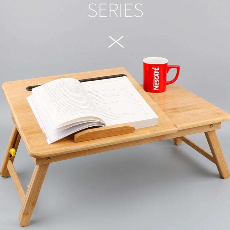 Folding Laptop Desk Bed Card Slot Lifting Type Lazy Computer Desk, Size: Medium (54cm), Style:wit...