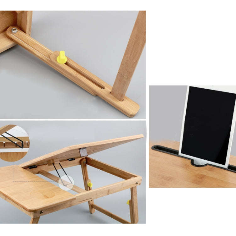 Folding Laptop Desk Bed Card Slot Lifting Type Lazy Computer Desk, Size: Medium (54cm), Style:wit...