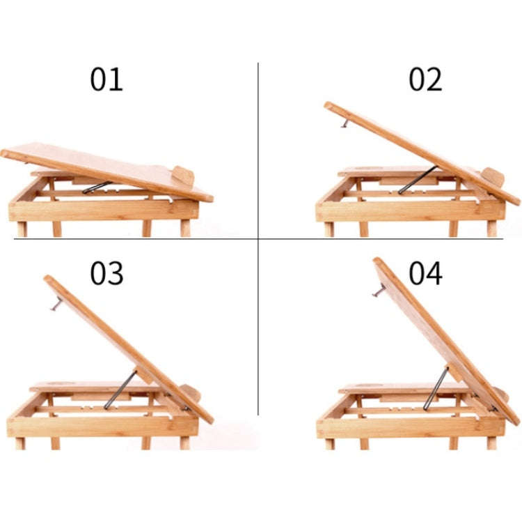 Folding Laptop Desk Bed Card Slot Lifting Type Lazy Computer Desk, Size: Medium (54cm), Style:wit...
